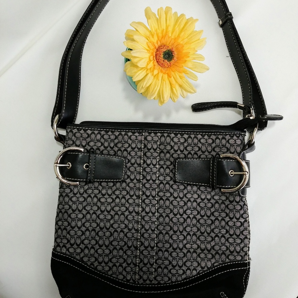 Black Canvas Purse Bag with Shoulder Strap